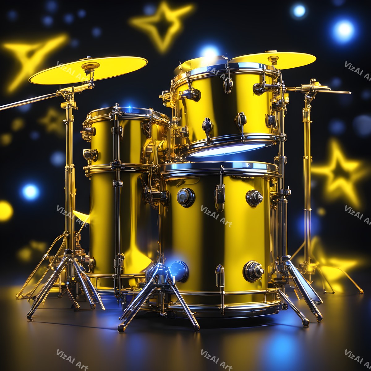 Neon Drum Kit Art — print 4
