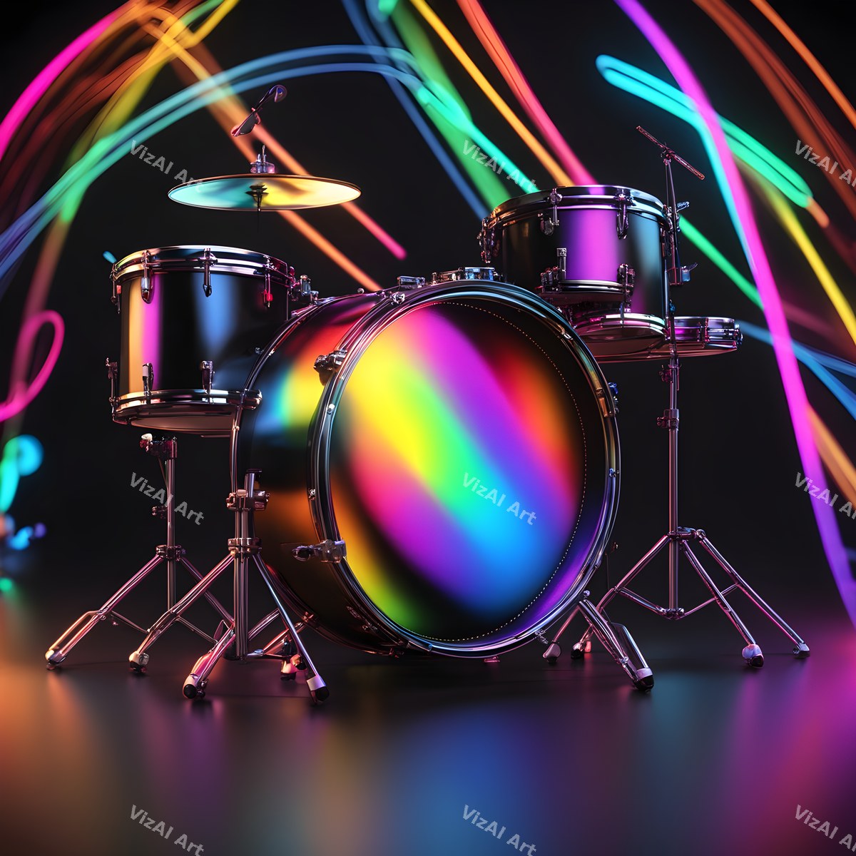 Neon Drum Kit Art — print 6