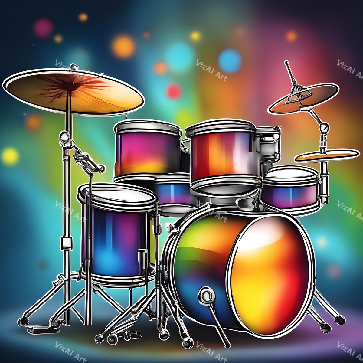 Neon Drum Kit Art — print 7