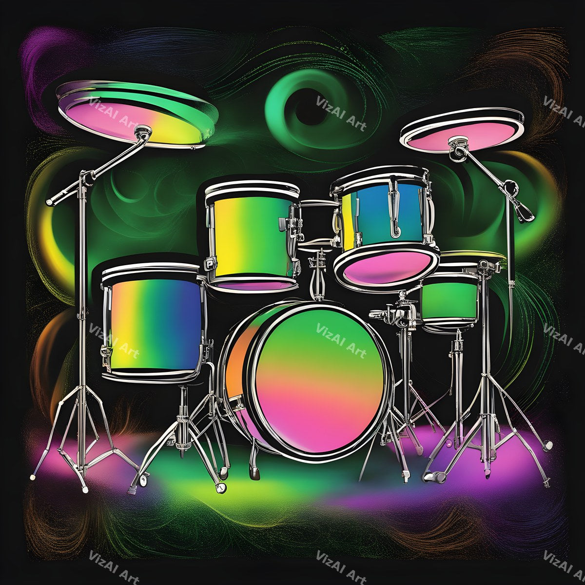 Neon Drum Kit Art — print 9