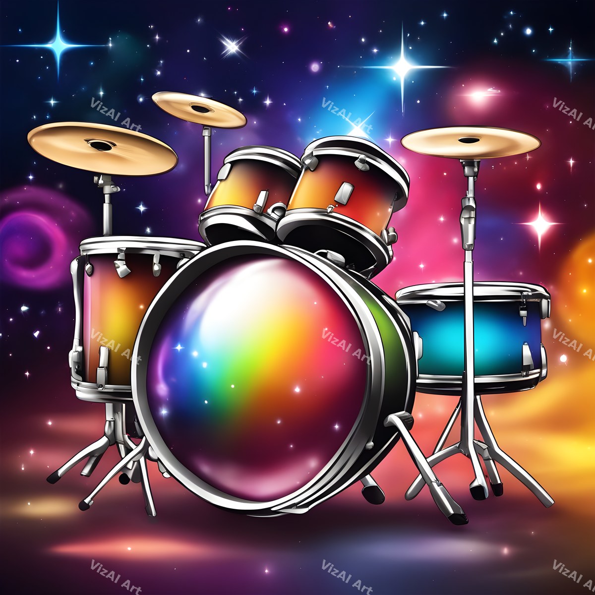 Neon Drum Kit Art — print 10