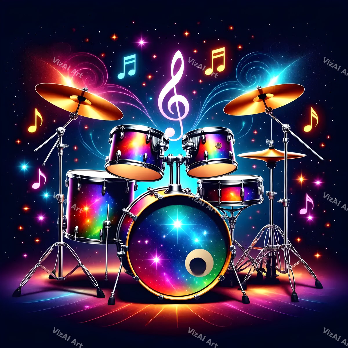 Neon Drum Kit Art — print 11
