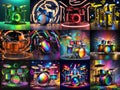 Neon Drum Kit Art — 12 Printable Prints