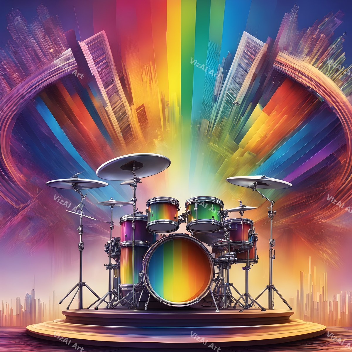 Drums & Music Notes Art — print 1
