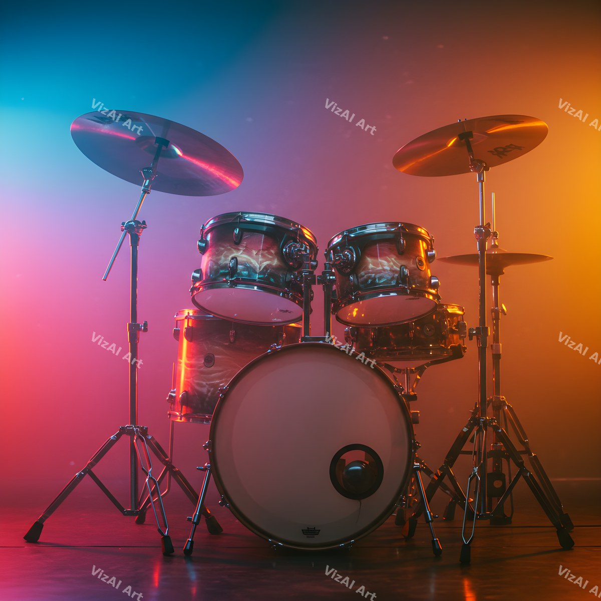 Drums & Music Notes Art — print 2