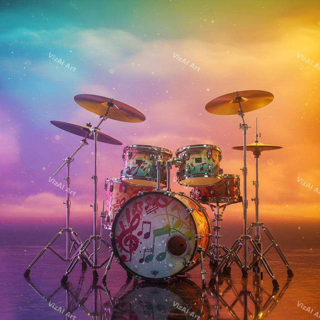 Drums & Music Notes Art — print 3