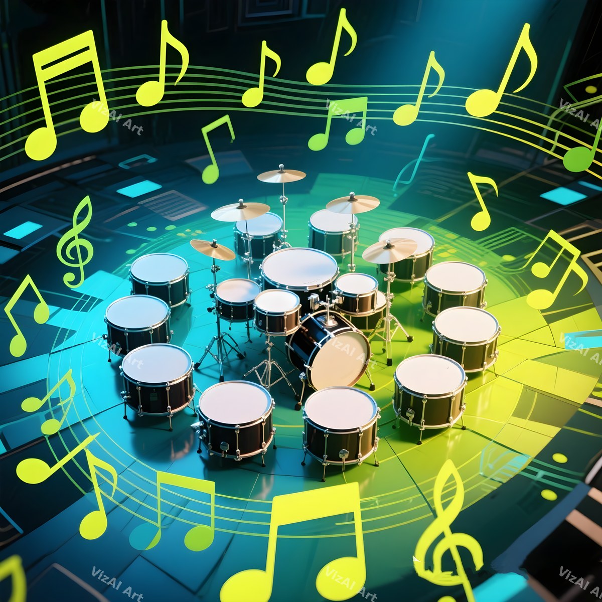 Drums & Music Notes Art — print 4