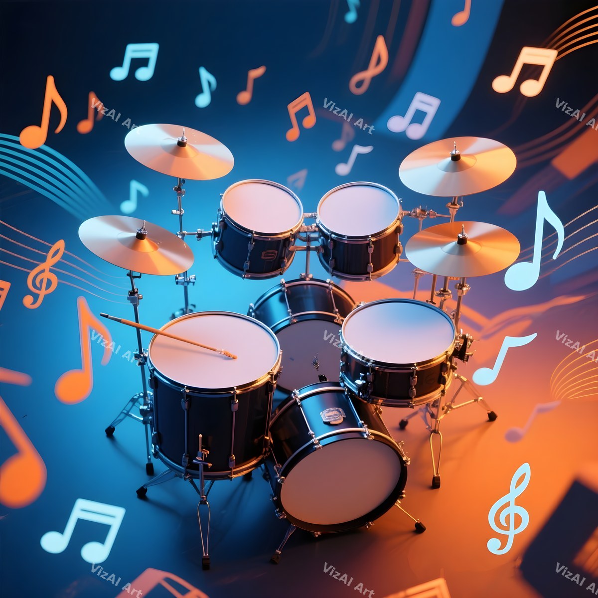 Drums & Music Notes Art — print 5