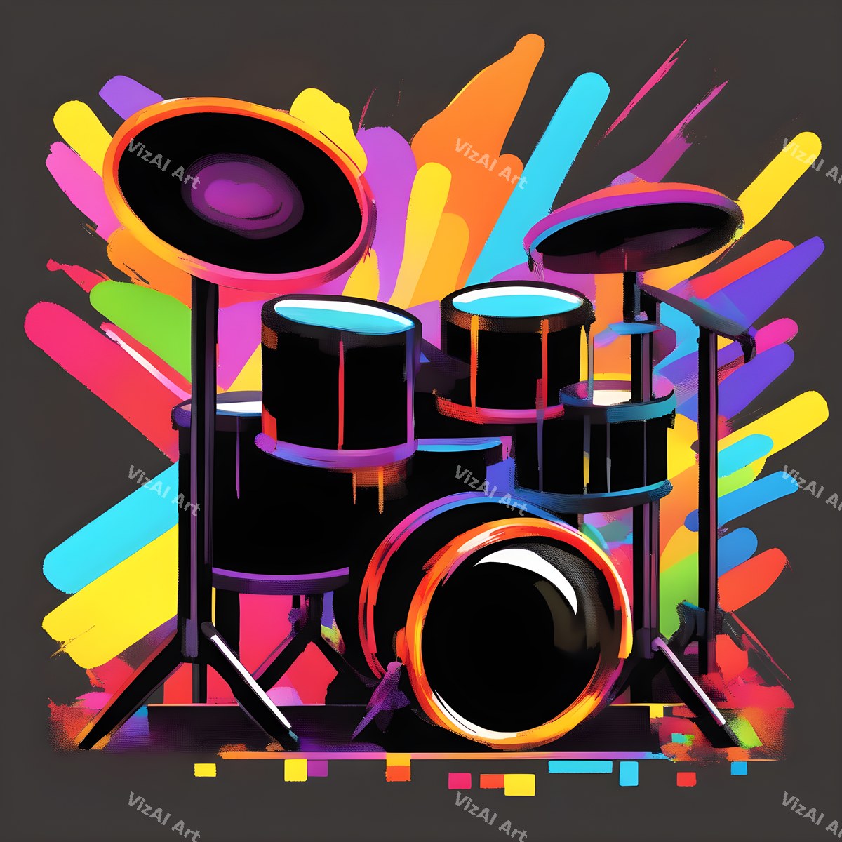 Painted & Floral Drums Art — print 1