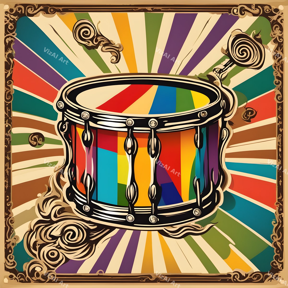Painted & Floral Drums Art — print 2