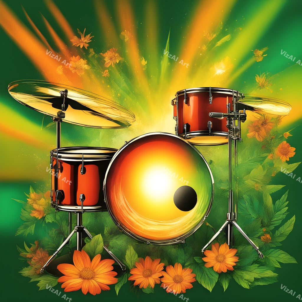 Painted & Floral Drums Art — print 5