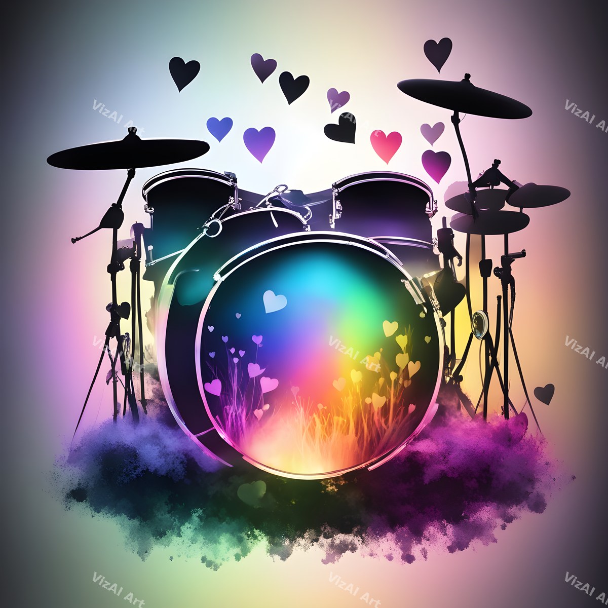 Painted & Floral Drums Art — print 6