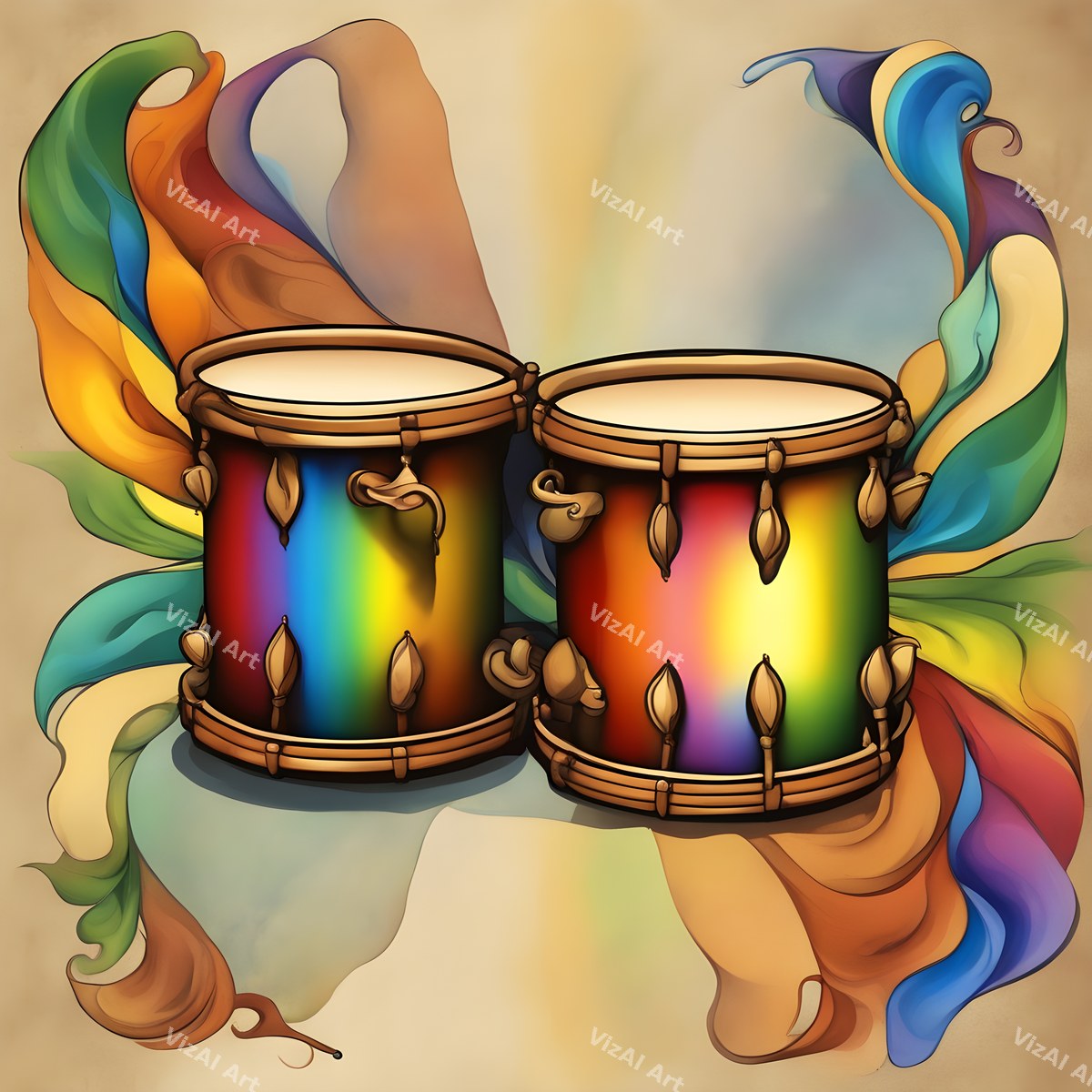 Painted & Floral Drums Art — print 7
