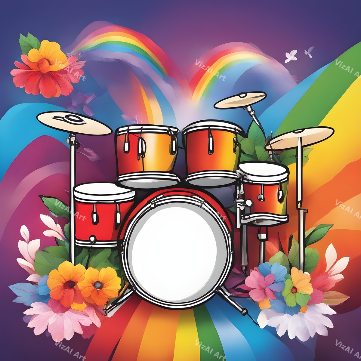Painted & Floral Drums Art — print 8