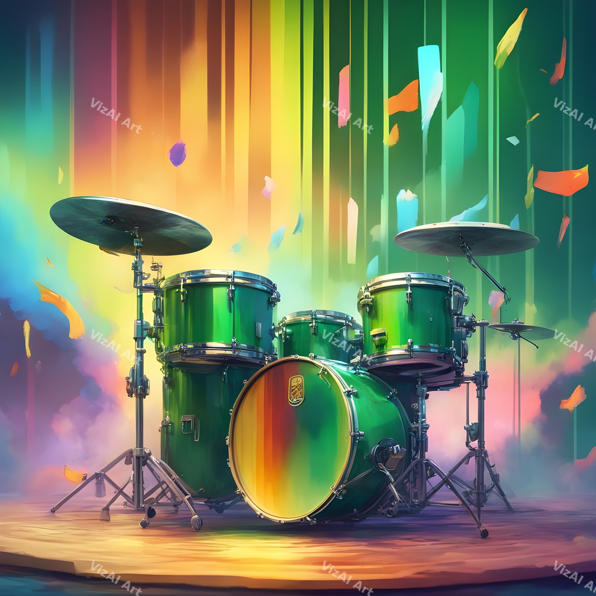 Painted & Floral Drums Art — print 11