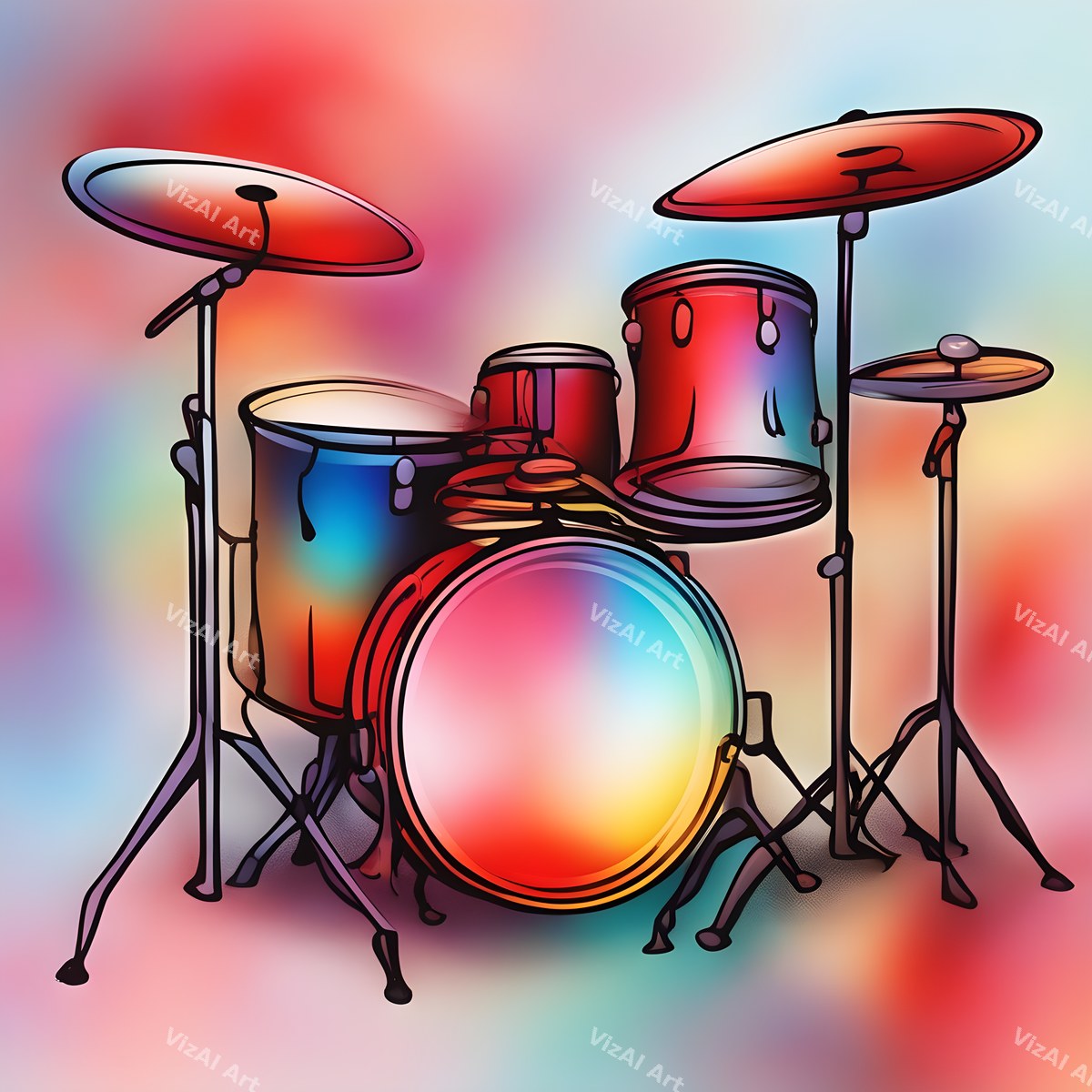 Painted & Floral Drums Art — print 12