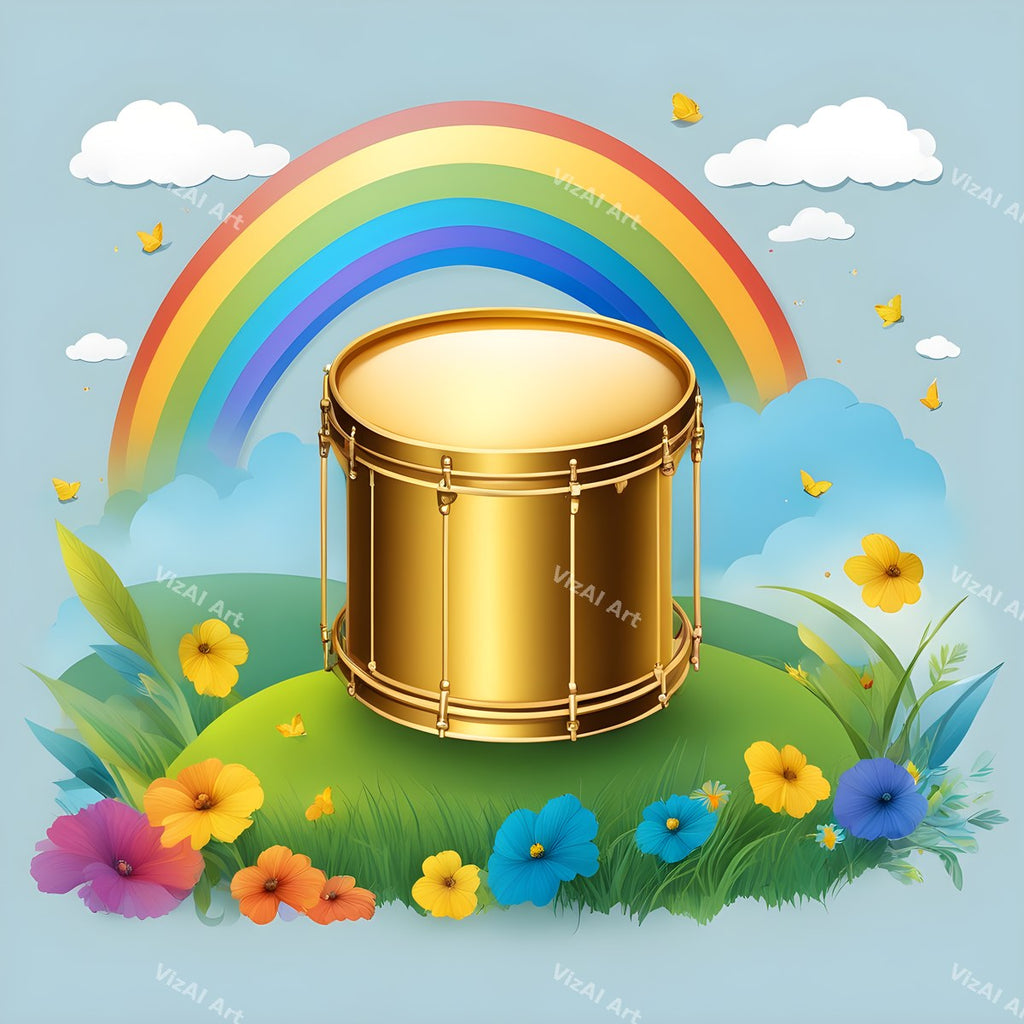 Rainbow Hearts & Stars Drum Art — print 1