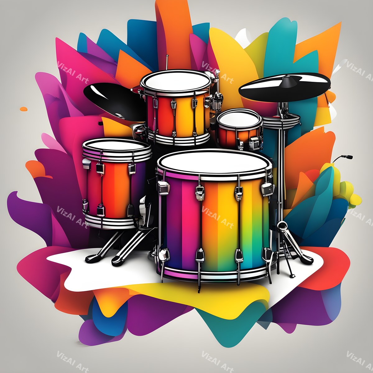 Rainbow Hearts & Stars Drum Art — print 2