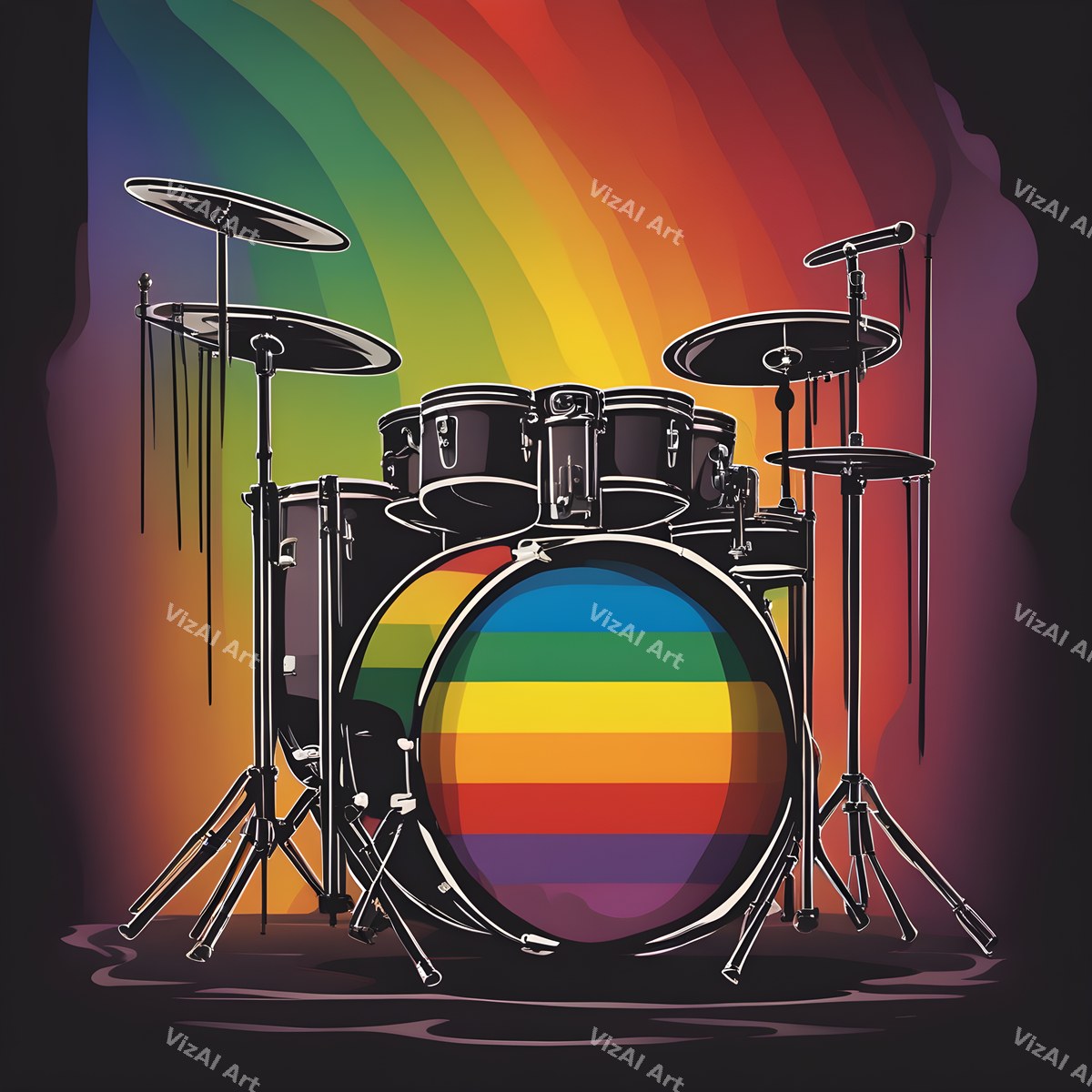 Rainbow Hearts & Stars Drum Art — print 4