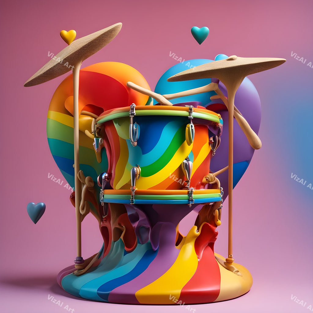 Rainbow Hearts & Stars Drum Art — print 5