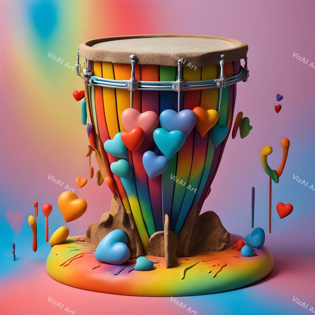Rainbow Hearts & Stars Drum Art — print 6