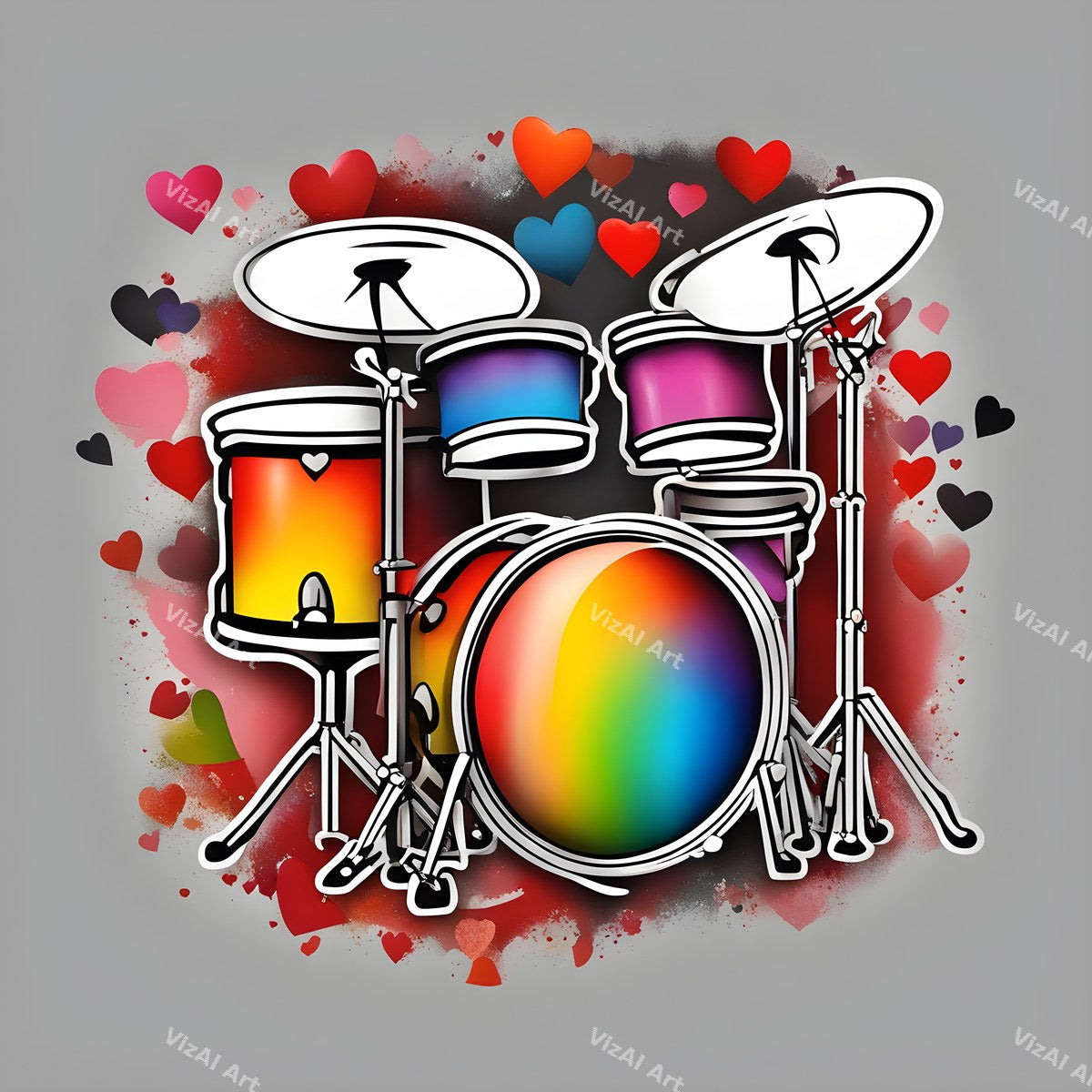 Rainbow Hearts & Stars Drum Art — print 8