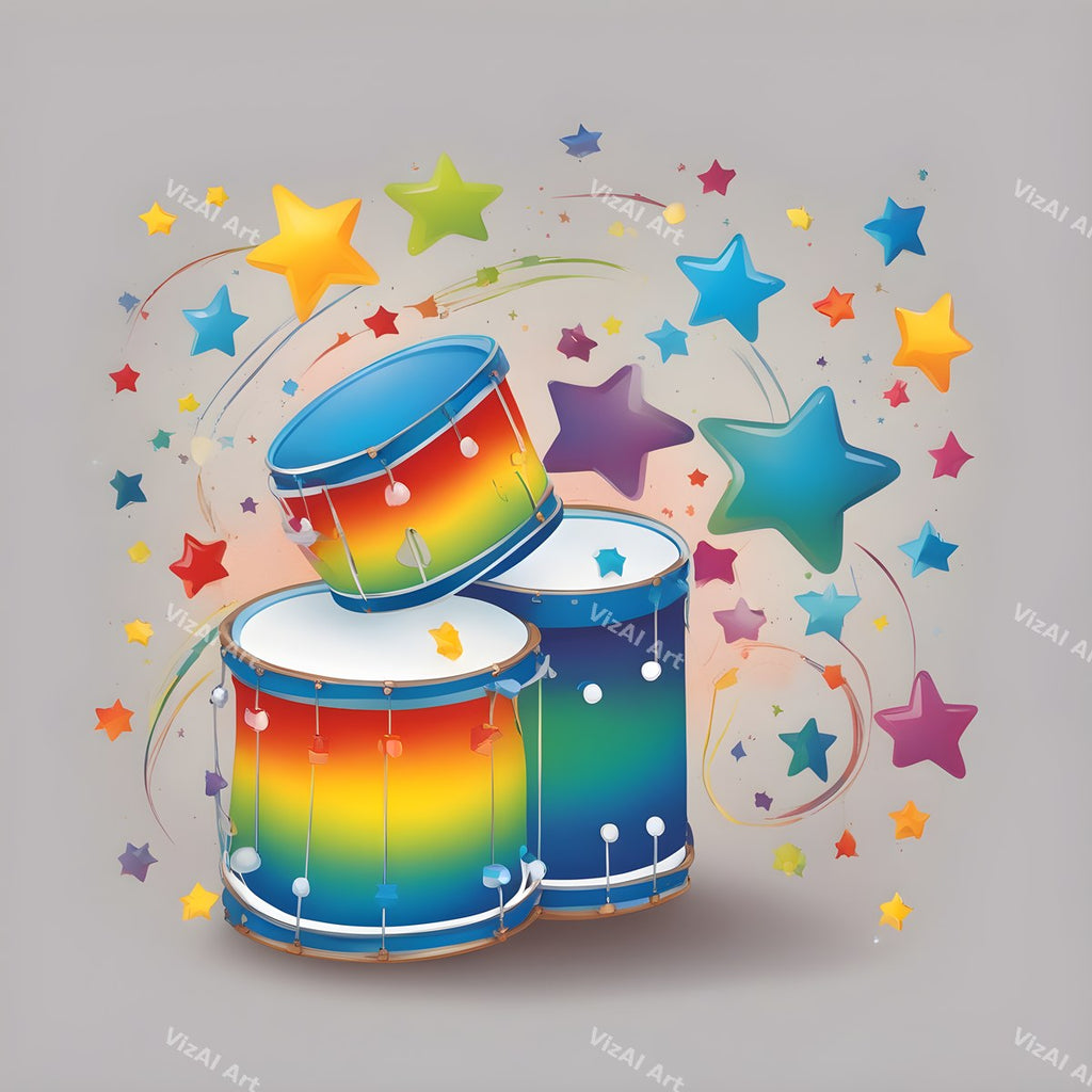 Rainbow Hearts & Stars Drum Art — print 11