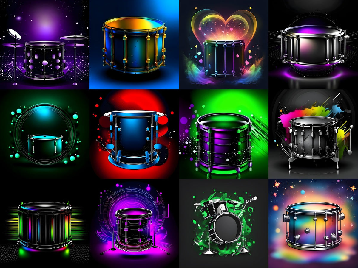 Midnight Glow Drum Art — 12 Printable Prints