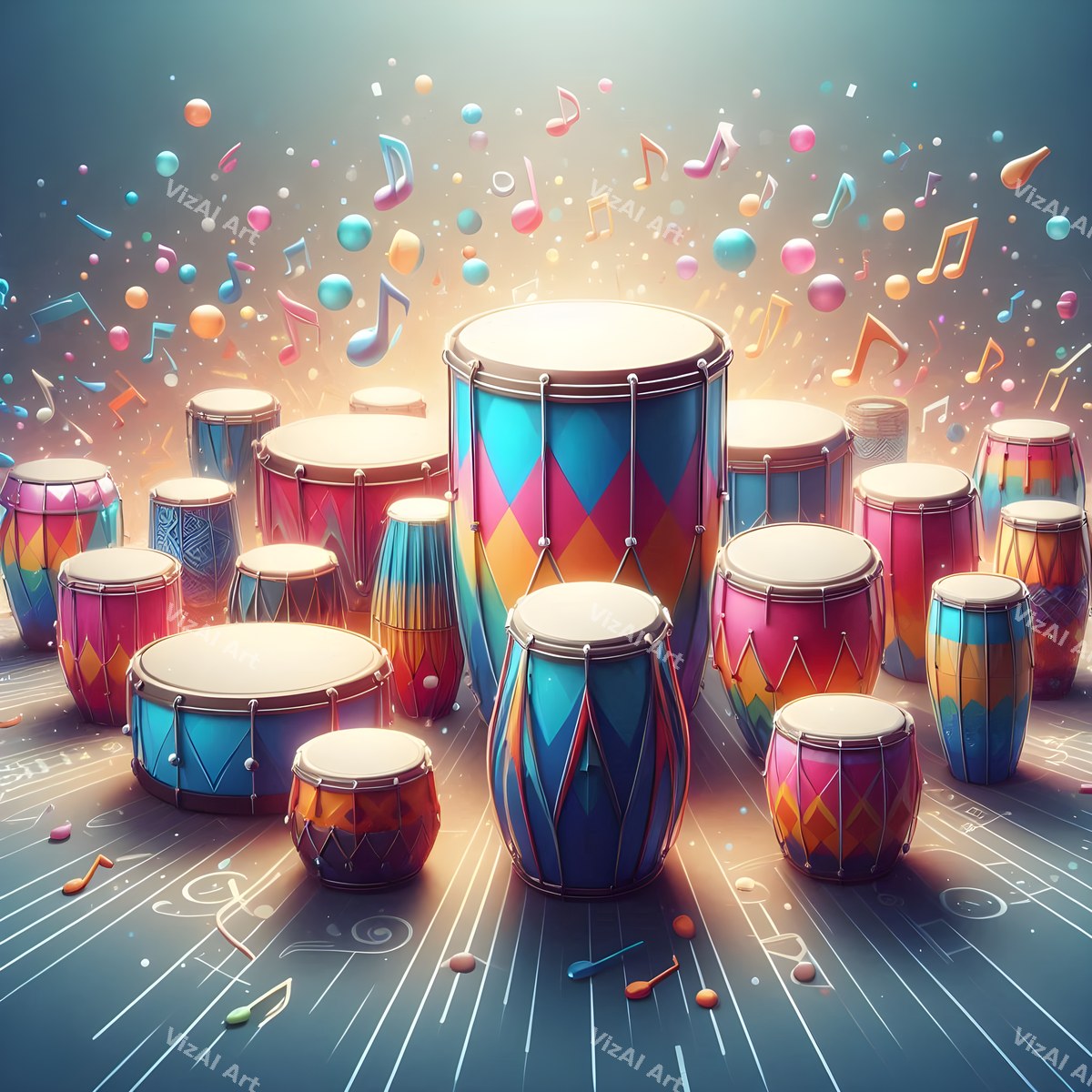 Folk Drums & Butterflies Art — print 1