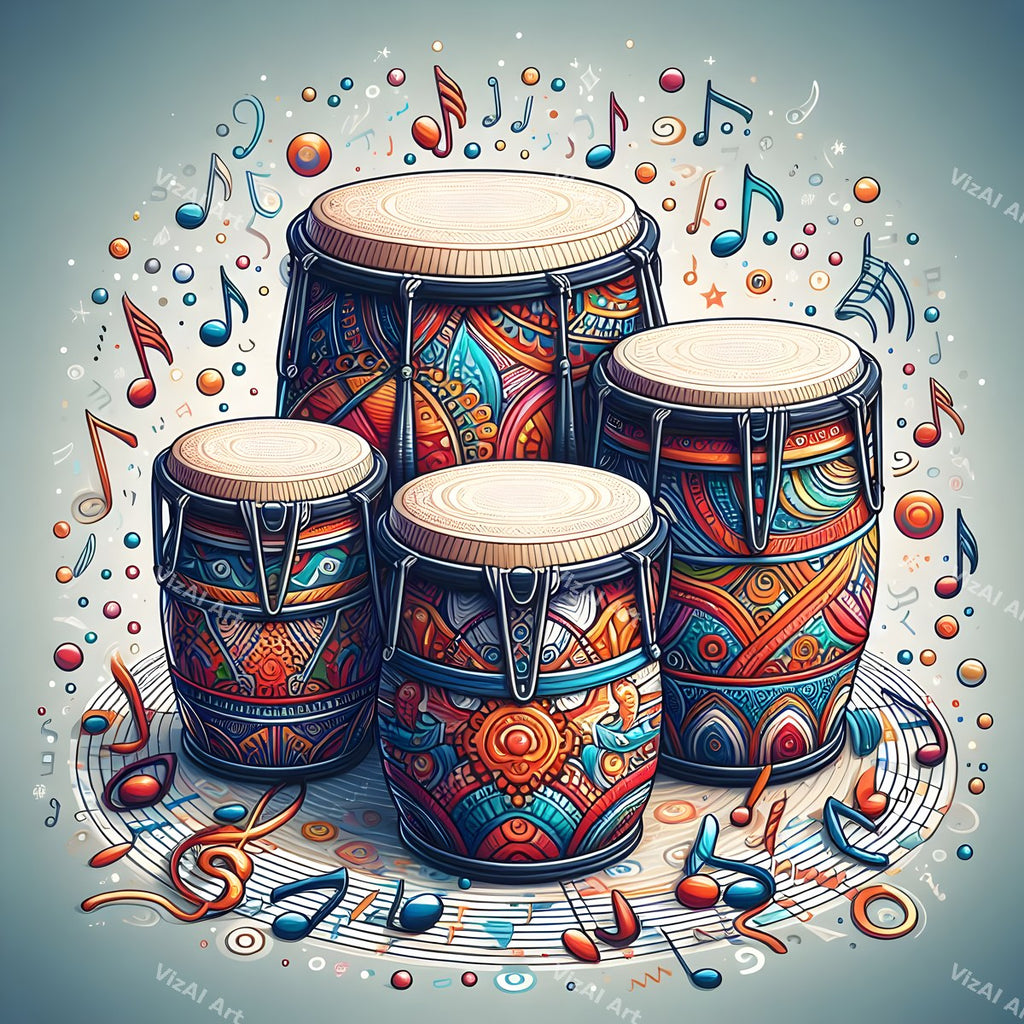 Folk Drums & Butterflies Art — print 2