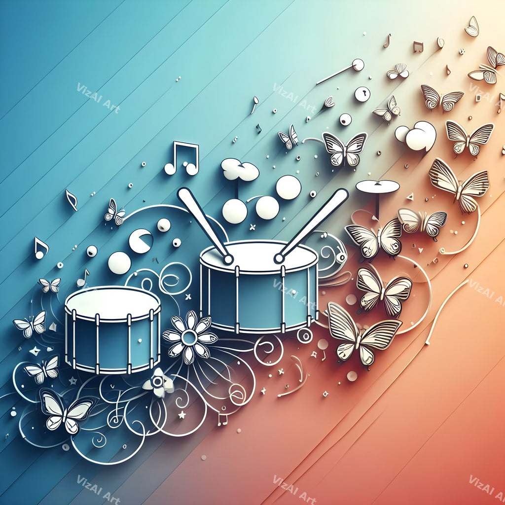 Folk Drums & Butterflies Art — print 5