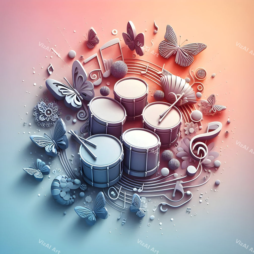 Folk Drums & Butterflies Art — print 8
