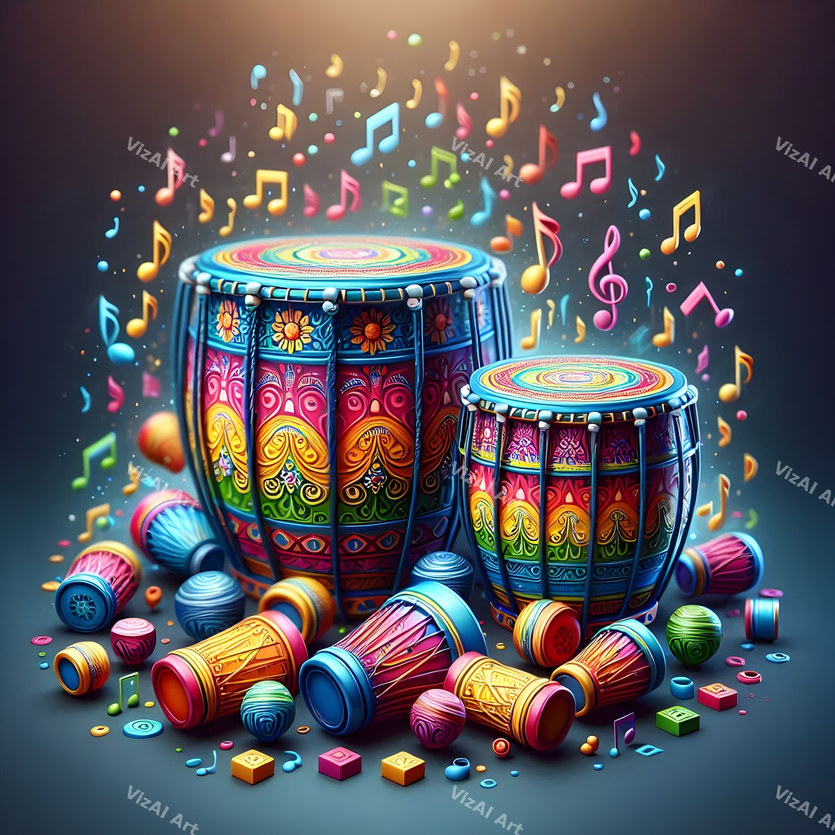 Folk Drums & Butterflies Art — print 11