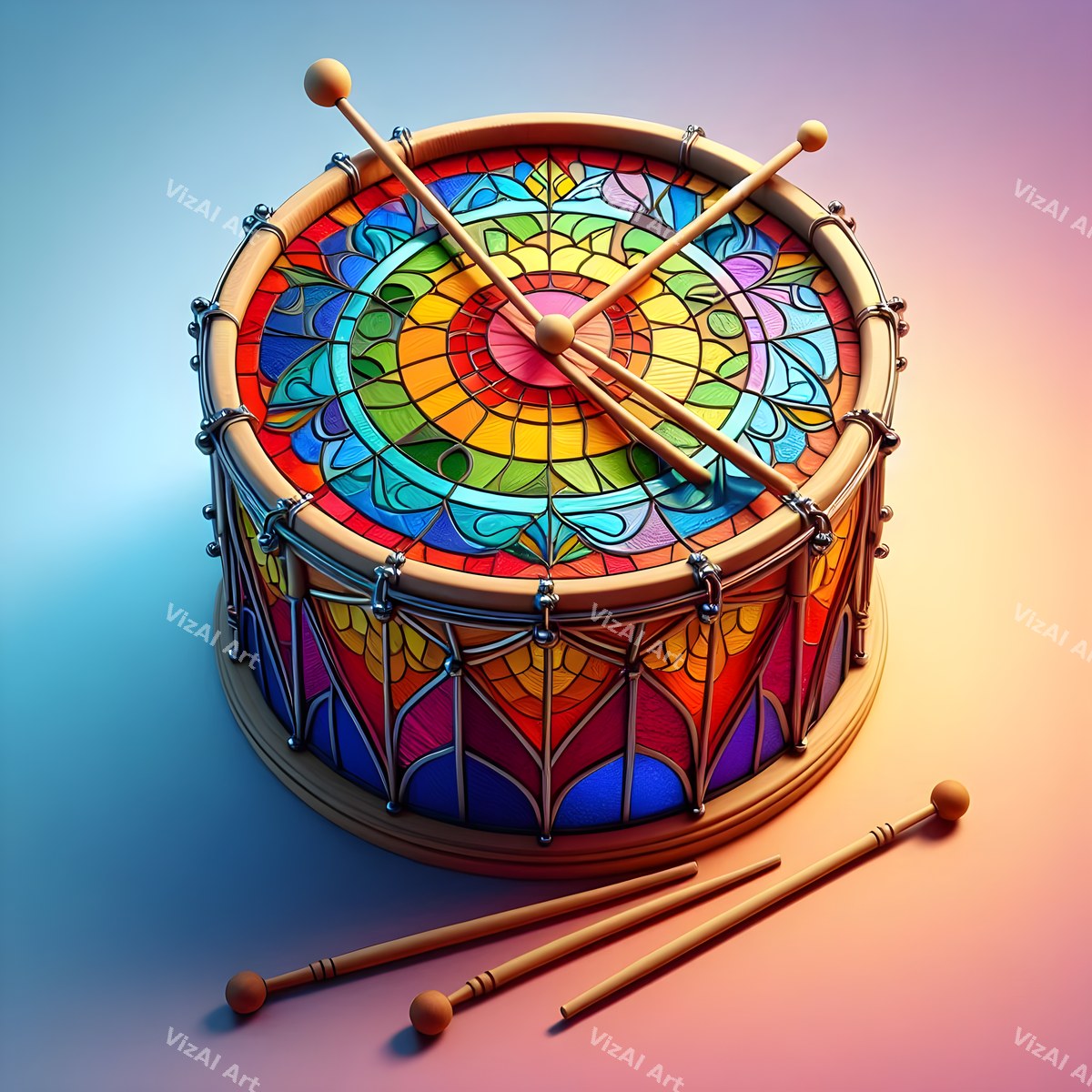 Crystal & Stained Glass Drum Art — print 1