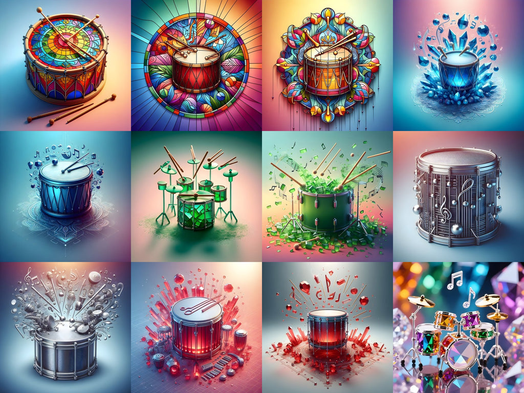 Crystal & Stained Glass Drum Art — 12 Printable Prints