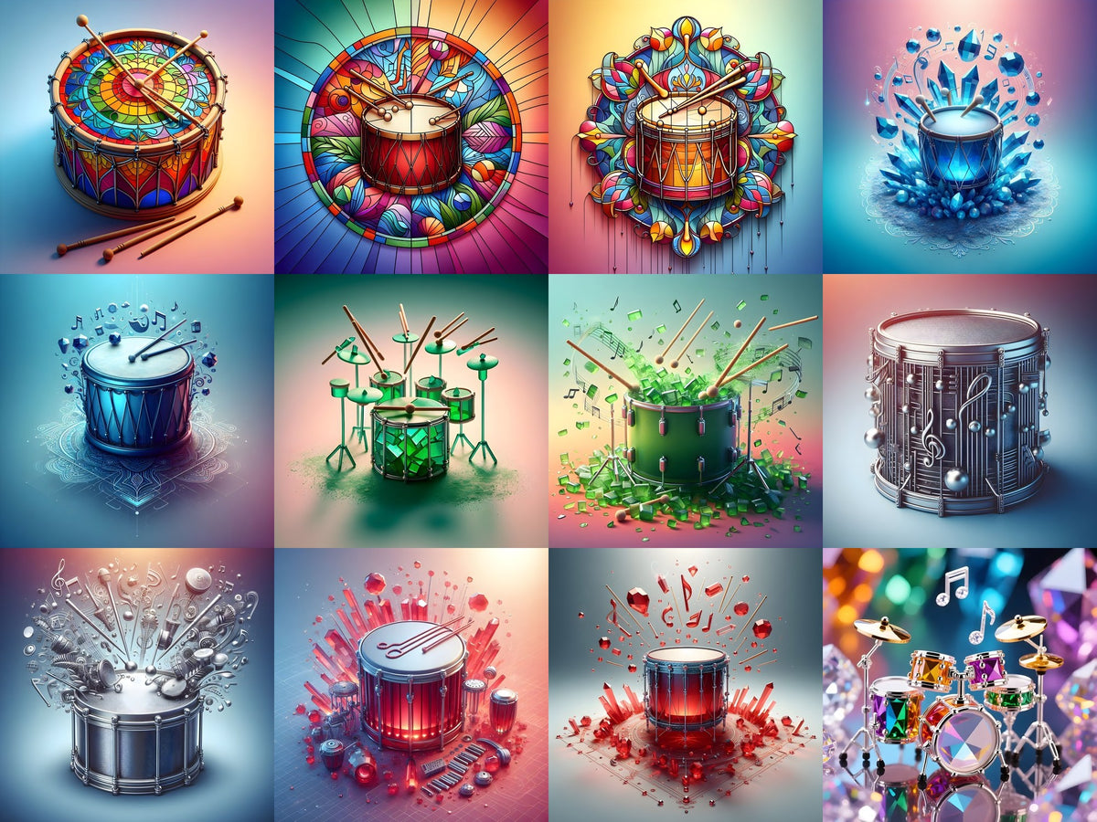 Crystal & Stained Glass Drum Art — 12 Printable Prints