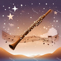 Flute, Recorder & Music Notes Art — print 1