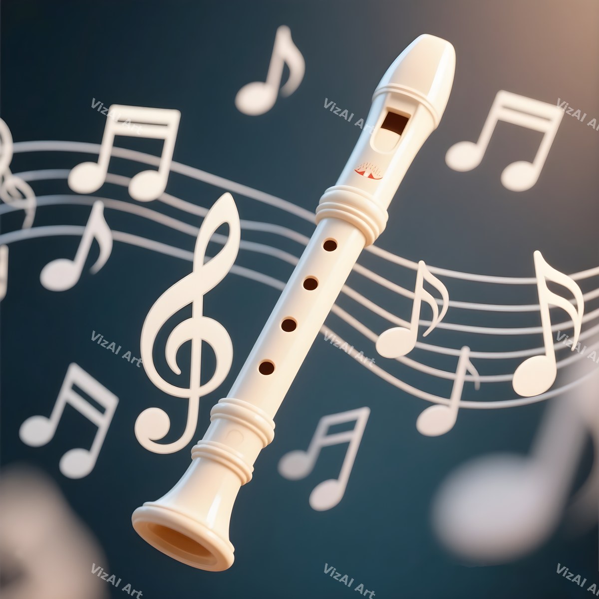 Flute, Recorder & Music Notes Art — print 5