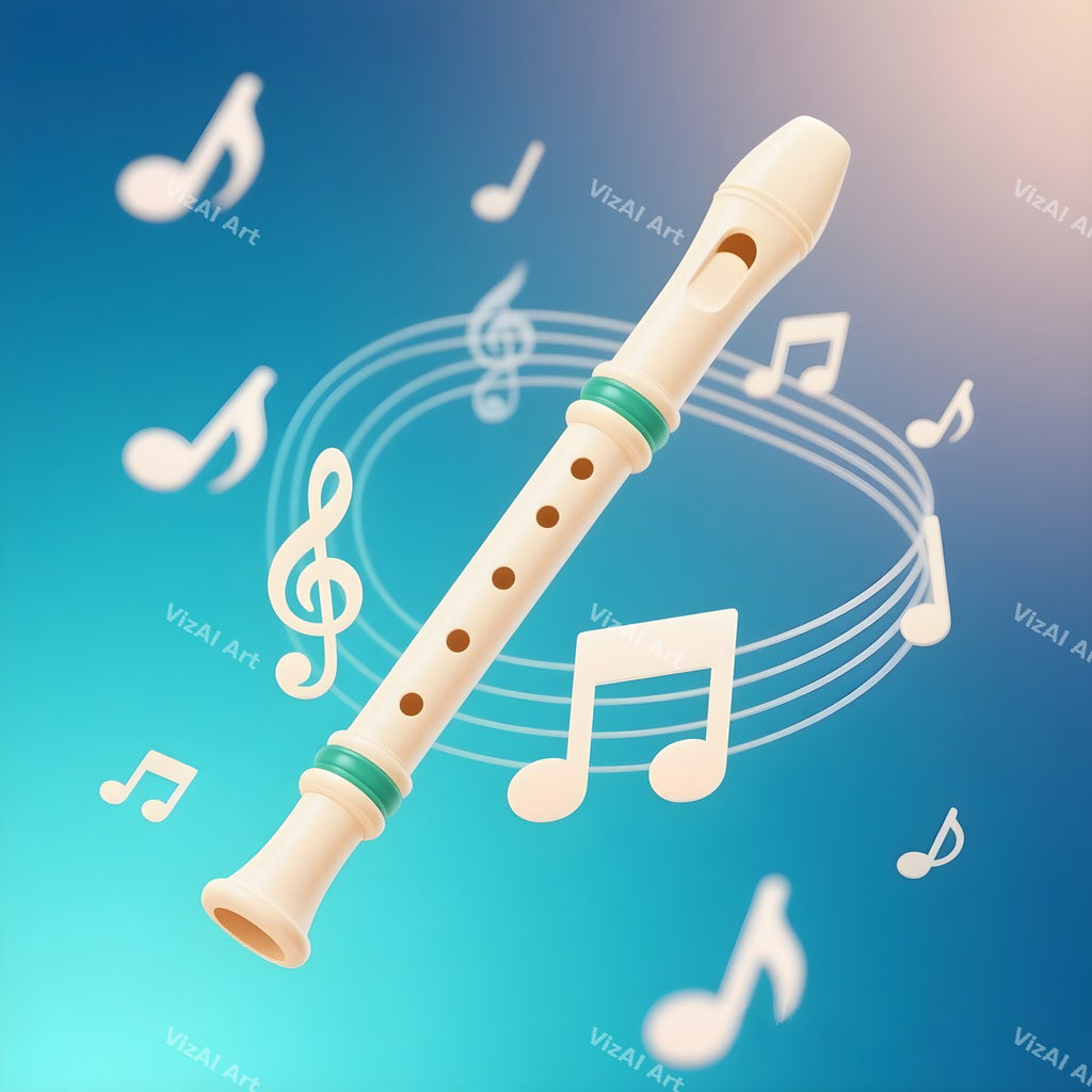Flute, Recorder & Music Notes Art — print 7