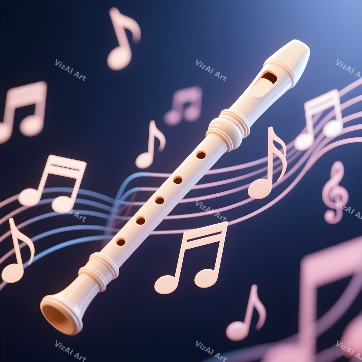 Flute, Recorder & Music Notes Art — print 9