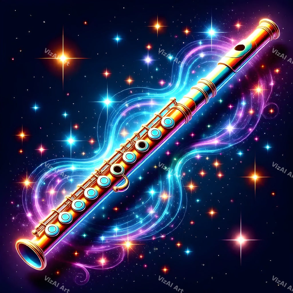 Flute, Recorder & Music Notes Art — print 12