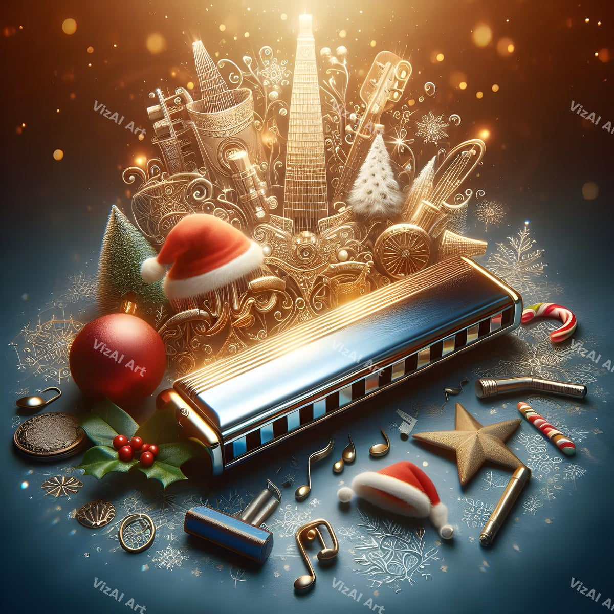 Christmas & New Year Music Art Mix — print 1