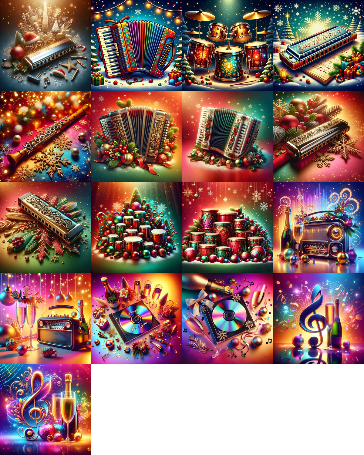 Christmas & New Year Music Art Mix — Choose Your Print