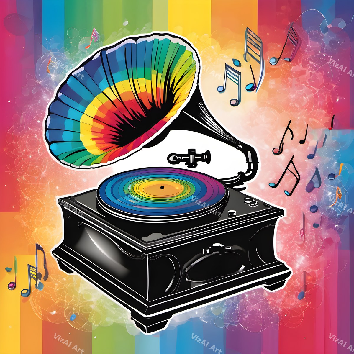 Rainbow Gramophone Art — print 1