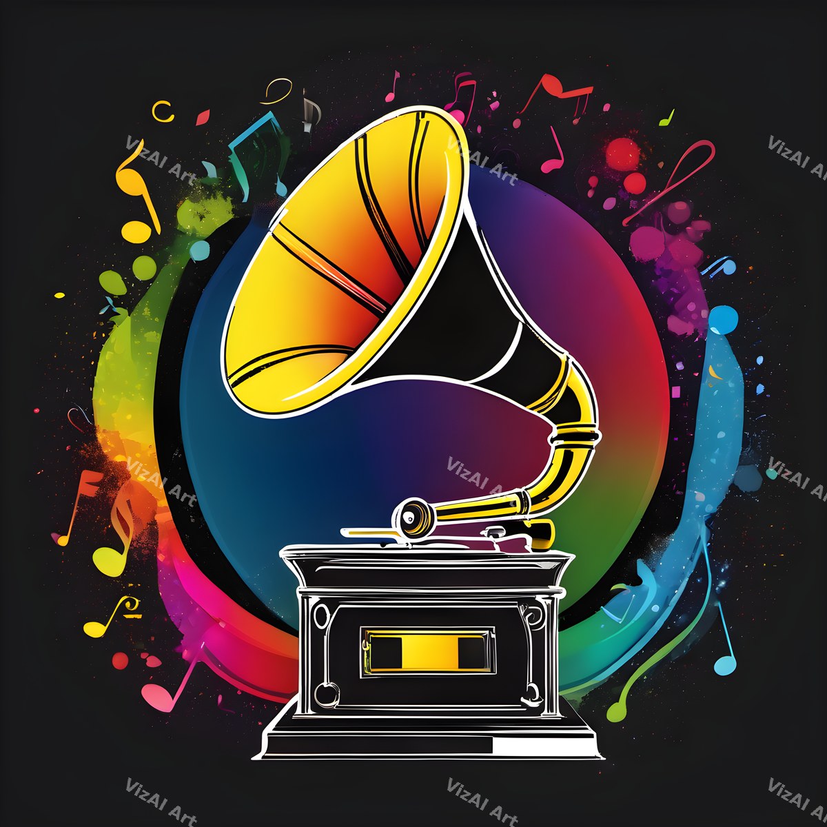 Rainbow Gramophone Art — print 2