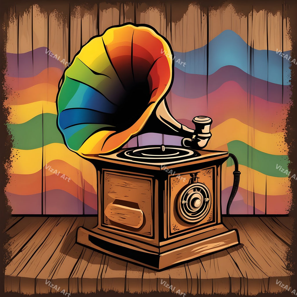 Rainbow Gramophone Art — print 5