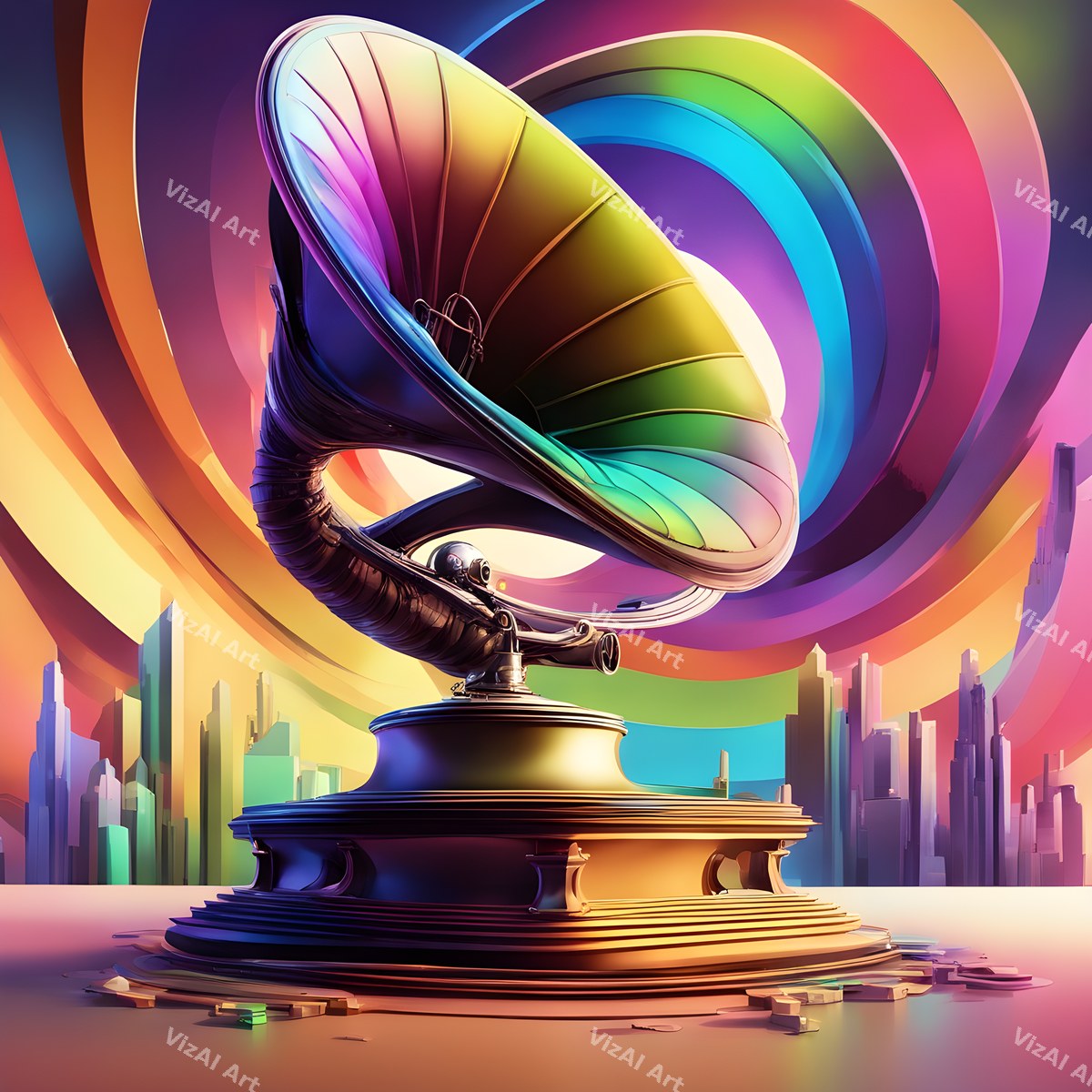 Rainbow Gramophone Art — print 6