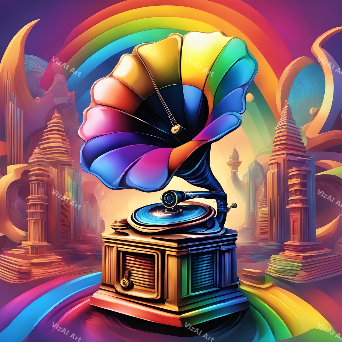 Rainbow Gramophone Art — print 7