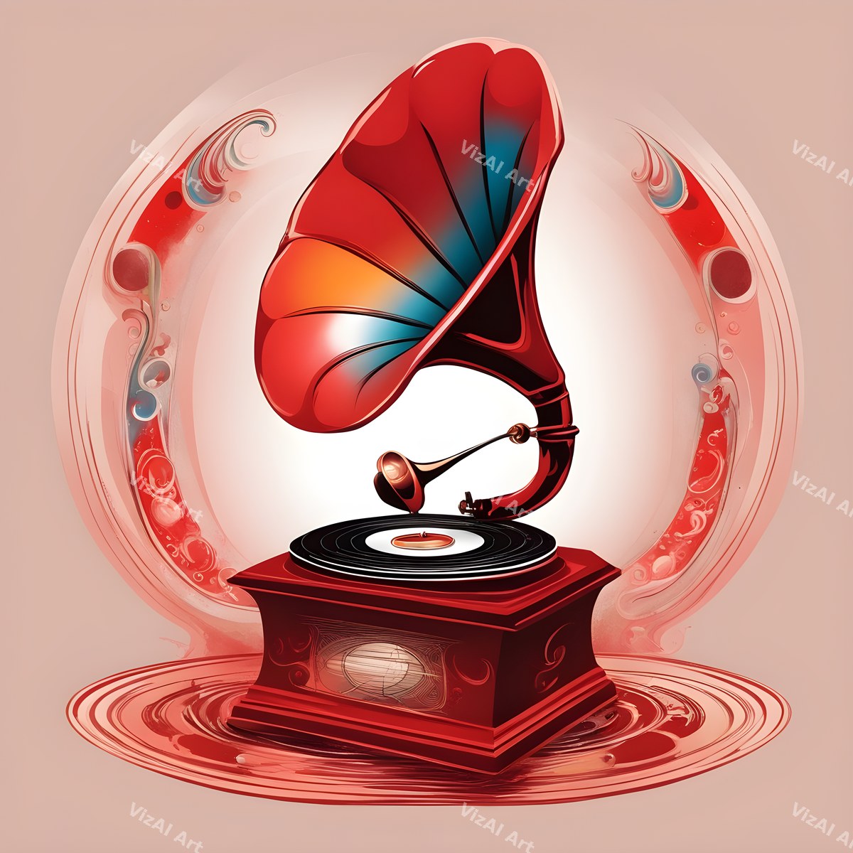 Jewel Tone Gramophone Art — print 3