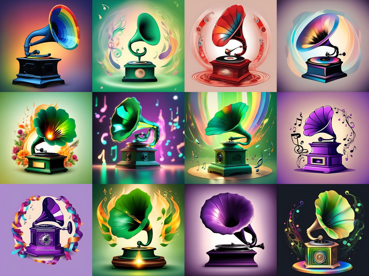 Jewel Tone Gramophone Art — 12 Printable Prints